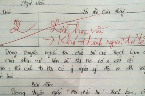 Bài văn bị chấm 2 điểm, thầy giáo phê chỉ 7 từ mà khiến dân mạng dậy sóng