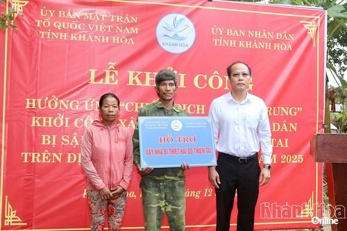 Khởi công xây dựng nhà cho hộ dân xã Nam Khánh Vĩnh bị thiệt hại do mưa lũ