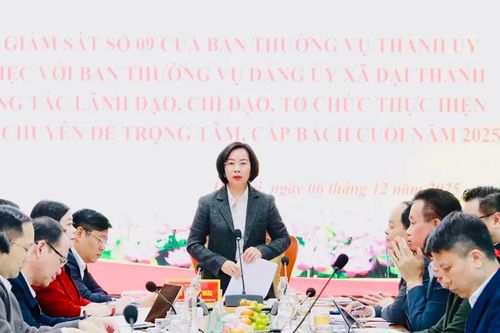Đoàn Giám sát Thành ủy làm việc tại Đại Thanh: Đánh giá toàn diện 8 chuyên đề trọng tâm cuối năm 2025