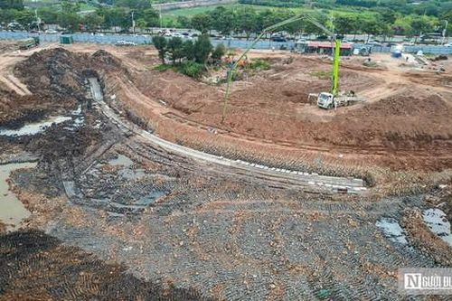 Hà Nội: Khung cảnh tấp nập thi công hồ điều hòa gần 1.000 tỷ đồng