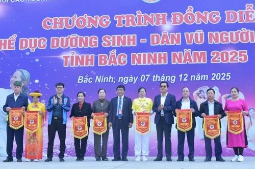 Gần 2.500 người cao tuổi tỉnh Bắc Ninh đồng diễn thể dục dưỡng sinh, dân vũ