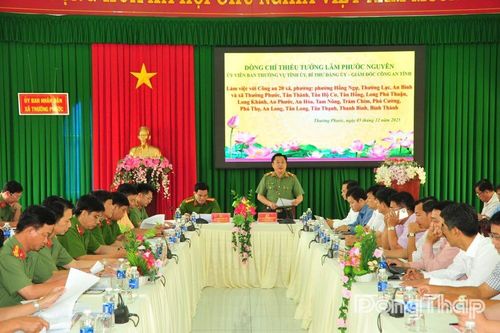 Đồng Tháp: Giám đốc Công an tỉnh làm việc với Công an 20 xã, phường