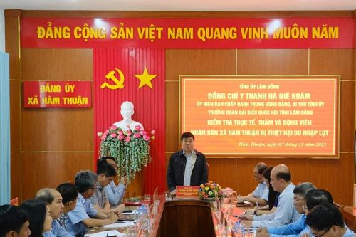 Bí thư Tỉnh ủy Lâm Đồng Y Thanh Hà Niê Kđăm kiểm tra thực tế tình hình thiệt hại do ngập lụt
