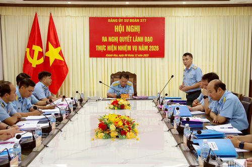 Đảng ủy Sư đoàn 377 tổ chức Hội nghị ra Nghị quyết lãnh đạo thực hiện nhiệm vụ năm 2026