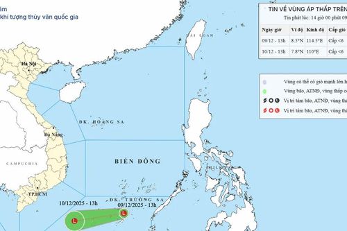 Biển Đông xuất hiện vùng áp thấp