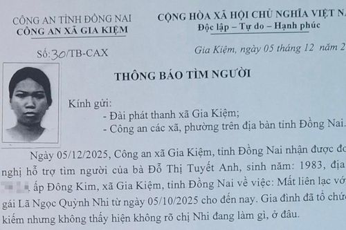Công an công bố đặc điểm nhận dạng cô gái 18 tuổi mất tích bí ẩn 2 tháng