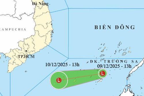 Một vùng áp thấp xuất hiện trên khu vực phía Nam Biển Đông