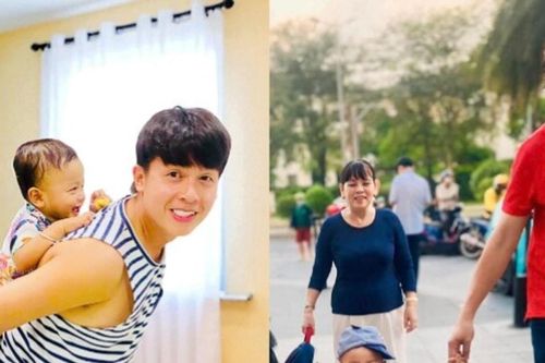 Hòa Hiệp đưa con trai 1 tuổi đến lớp, có Bá Thắng đồng hành