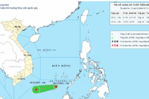 Xuất hiện vùng áp thấp trên Biển Đông, tốc độ 20 km/h