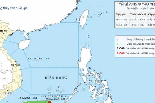 Vùng áp thấp mới xuất hiện ở nam Biển Đông, mưa lớn dồn dập Nam Trung Bộ