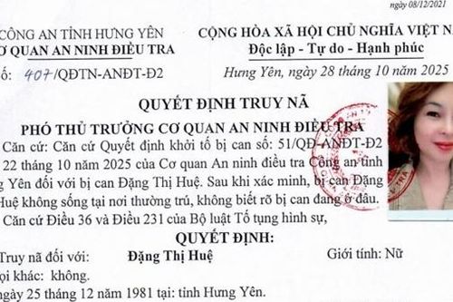 Công an Hưng Yên kêu gọi Đặng Thị Huệ ra đầu thú để bảo đảm quyền bào chữa