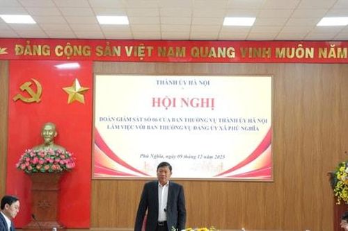 Chủ nhiệm Ủy ban Kiểm tra Thành ủy Hà Nội Đỗ Anh Tuấn giám sát tại xã Phú Nghĩa
