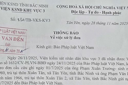 Một vụ án bị cho rằng 'sử dụng tài liệu, chứng cứ giả mạo trong xét xử': VKSND Khu vực 3 tỉnh Bắc Ninh cung cấp thông tin