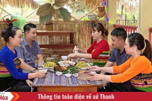 Độc đáo mâm cỗ lá của người Thái xứ Thanh