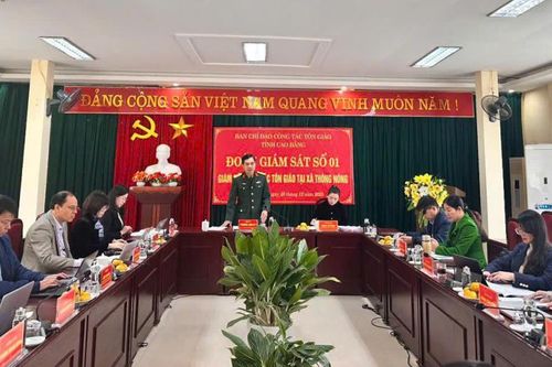 Đoàn giám sát Ban Chỉ đạo công tác tôn giáo tỉnh làm việc tại xã Thông Nông