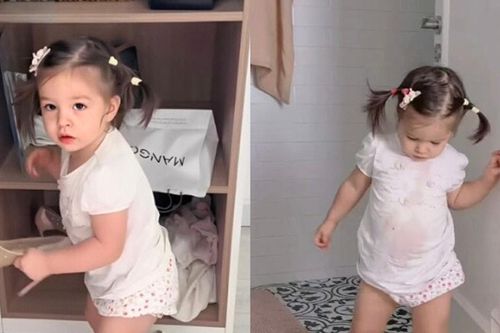 Con gái Lan Phương 16 tháng tuổi đi vững giày cao gót của mẹ