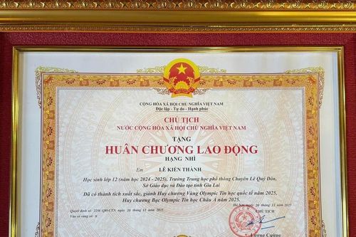 Học sinh Gia Lai giành HCV Olympic Tin học quốc tế, được trao Huân chương Lao động hạng Nhì