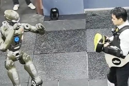 CEO Trung Quốc bị robot T800 đạp ngã gây sốc