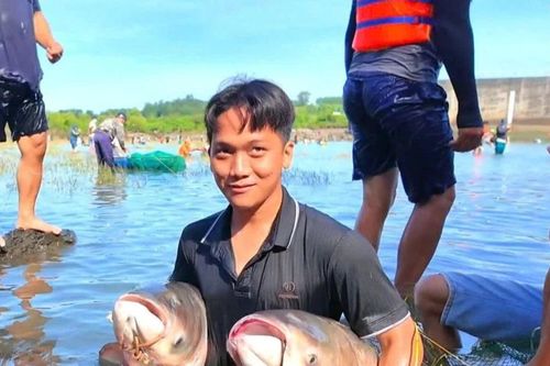 Người dân đổ xô vào Thủy điện Trị An bắt cá khủng