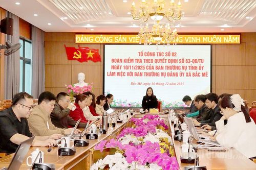 Đoàn kiểm tra của Ban Thường vụ Tỉnh ủy làm việc với Ban Thường vụ Đảng ủy xã Bắc Mê