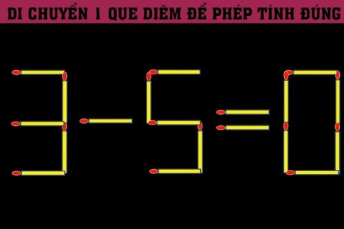 Câu đố mẹo: Di chuyển 1 que diêm để phép tính này đúng, bạn có làm được?
