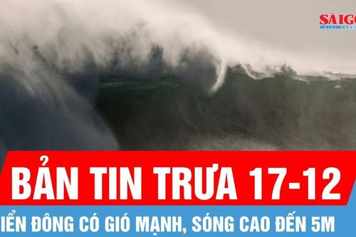 Bản tin trưa 17-12: Biển Đông có gió mạnh, sóng cao đến 5m