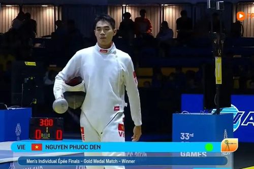 Kiếm 3 cạnh nam: Kiểm thủ Nguyễn Phước Đến ngược dòng hạ đối thủ Philippines với điểm số 15-14 giành HCV
