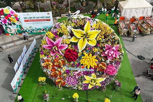 Chiêm ngưỡng bó hoa khổng lồ 10 tấn tại Đà Lạt vừa xác lập Kỷ lục Việt Nam