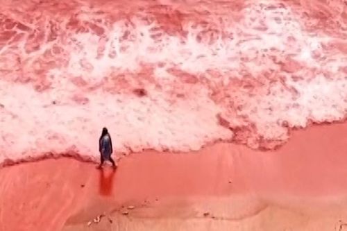 Cơn mưa vàng nhuộm đỏ bãi biển của Iran