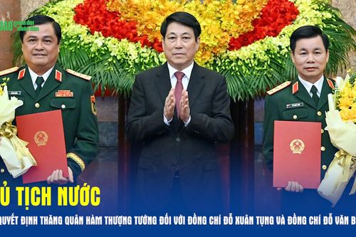Chủ tịch nước trao Quyết định thăng quân hàm Thượng tướng đối với đồng chí Đỗ Xuân Tụng và đồng chí Đỗ Văn Bảnh