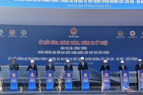 Đồng loạt khởi công Dự án thành phần 1 thuộc tuyến đường sắt Lào Cai - Hà Nội - Hải Phòng