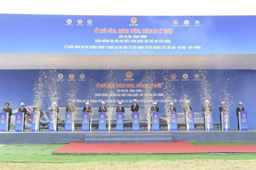 Khởi công Dự án đầu tư xây dựng tuyến đường sắt Lào Cai-Hà Nội-Hải Phòng