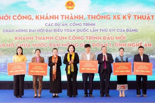 Thống đốc Nguyễn Thị Hồng dự lễ khánh thành Cụm công trình đầu mối Hồ chứa nước Bản Mồng