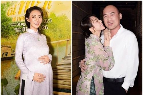 Thu Trang hóa bà bầu tại sự kiện, được chồng chăm sóc khi làm phim