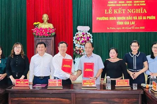 Xã Ia Pnôn kết nghĩa với phường Hoài Nhơn Bắc