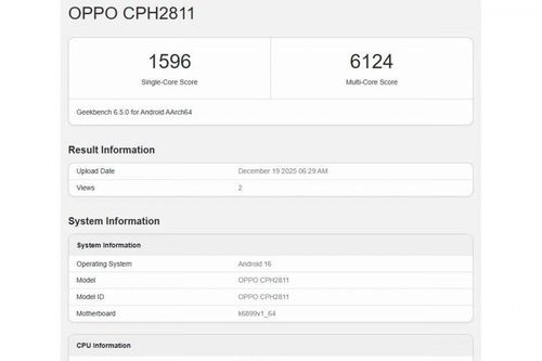 Reno15 Pro Max lộ diện trên Geekbench với chip Dimensity 8450