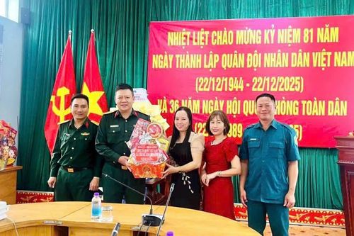 Lãnh đạo xã Trung Khánh Vĩnh thăm, chúc mừng các đơn vị quân đội
