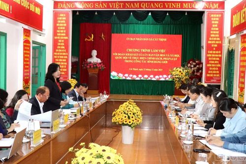 Ủy ban Văn hóa và Xã hội của Quốc hội khảo sát về thực hiện chính sách pháp luật trong công tác bình đẳng giới tại xã Cát Thịnh