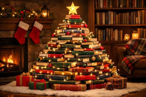 Cây thông Noel từ sách - Xu hướng trang trí lạ trong mùa lễ 2025