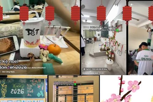 Tết chưa đến nhưng lớp học của teen đã 'đào mai khoe sắc' chào đón Xuân sang