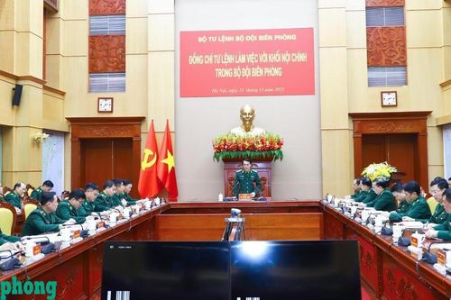 Trung tướng Vũ Trung Kiên làm việc với các cơ quan khối Nội chính Bộ đội Biên phòng