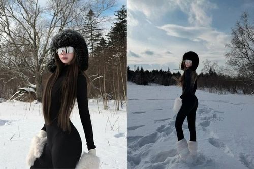 'Bỏng mắt' với màn khoe body cực cháy của Trần Linh Hương giữa trời tuyết