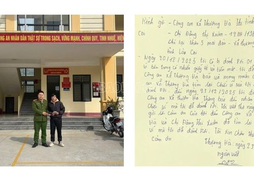 Công an xã Thượng Hà trao trả tài sản đánh rơi cho công dân