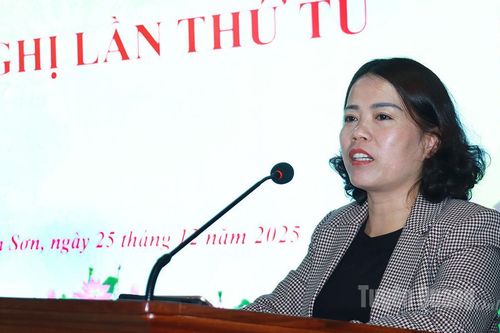 Đồng chí Trưởng đoàn ĐBQH chuyên trách tỉnh Lý Thị Lan dự Hội nghị Ban Chấp hành Đảng bộ xã Minh Sơn