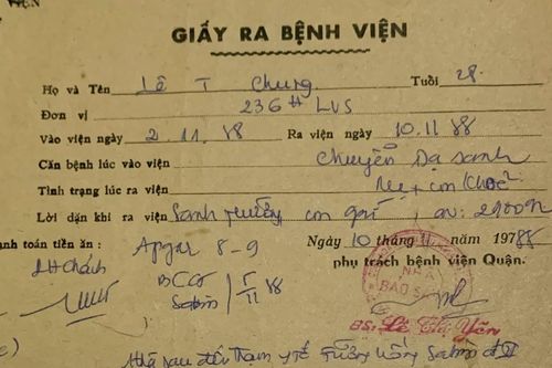 Tờ giấy ra viện đóng phí 2.000 đồng được cất giữ suốt 37 năm