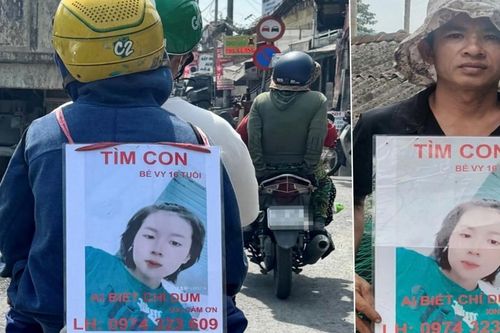 Con gái 16 tuổi mất tích, ông bố Quảng Ngãi đeo bảng đi tìm khắp nơi