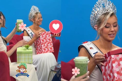 Tân Miss Cosmo Yolina và phản ứng tinh tế khi liên tục nhận quà
