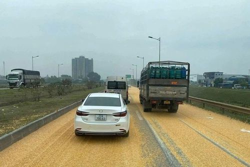 CSGT xử lý tài xế làm rơi 3 tấn ngô hạt trên đường cao tốc