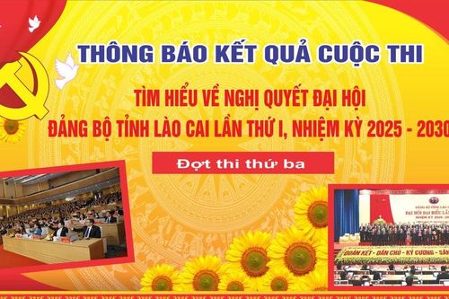 Thông báo kết quả đợt thi thứ ba Cuộc thi trắc nghiệm tìm hiểu Nghị quyết Đại hội Đảng bộ tỉnh Lào Cai nhiệm kỳ 2025 - 2030