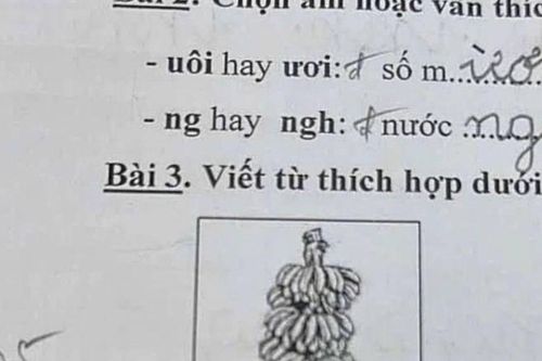 Cô giáo giao bài tập tiếng Việt điền từ, học sinh lớp 1 đưa ra loạt đáp án khiến cộng đồng mạng xôn xao